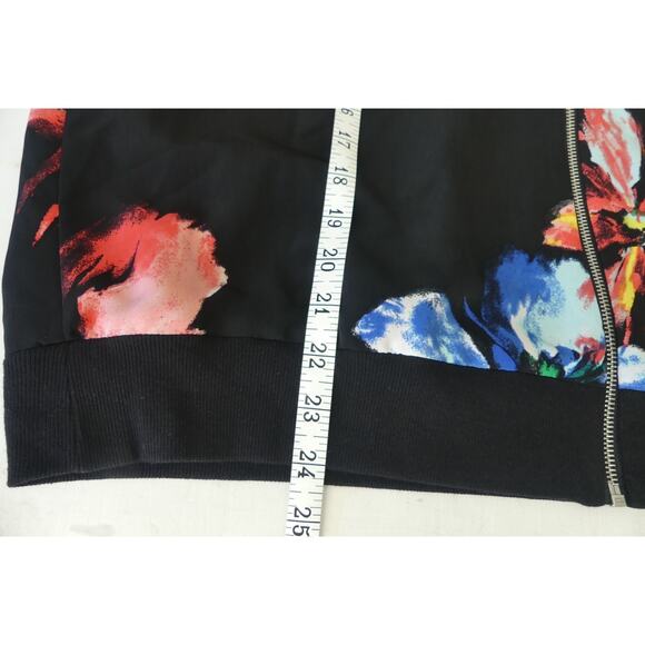 Woman's Floral Lightweight Jacket XXL Zip-Up Satin Bomber Style Cuffed Waist Y2K - Picture 5 of 8